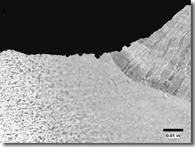 magnified view of weld metal deposits